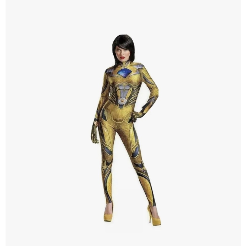New Adult Womens Saban's YELLOW POWER RANGER Halloween Costume  Medium 8/10